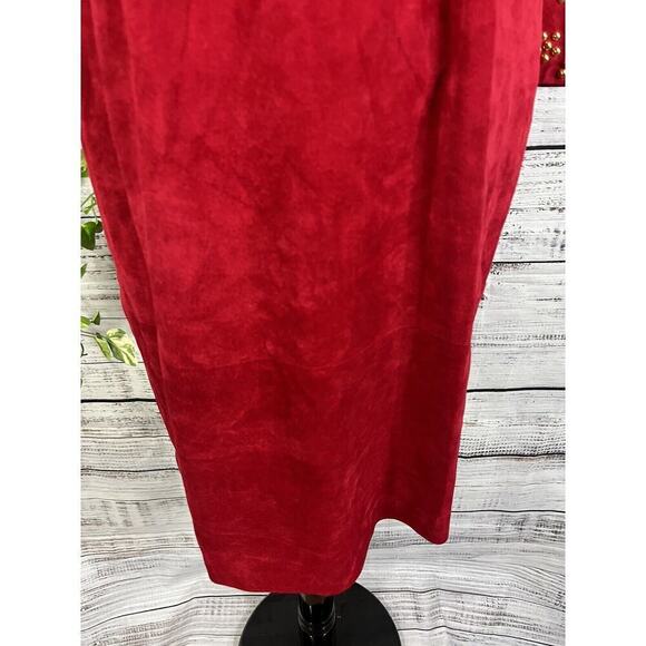 Pia Rucci Vintage Red Leather Dress size 12 Gold Studs 80's Dynasty Christmas - Picture 16 of 16